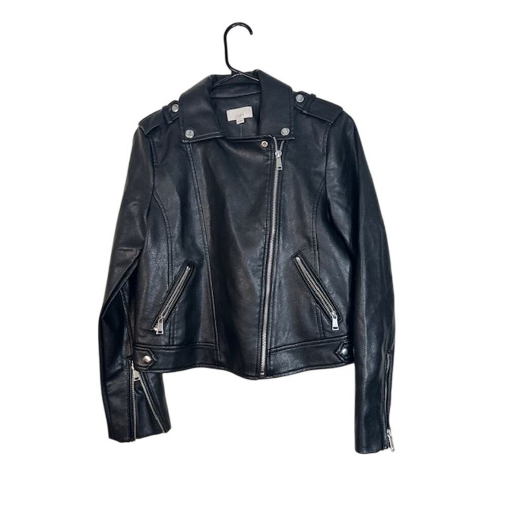Ann Taylor Black Vegan Leather Edgy Moto Jacket NWT Women Sz XS